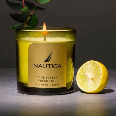 Nautica Premium Fragrance Jar Candle1p Pine Forest Fresh Lime Green