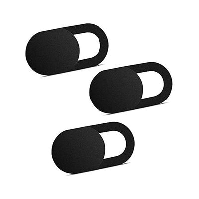 Webcam Cover Slide, Ultra Thin Laptop Camera Cover Slide Blocker for Computer MacBook Pro iMac PC Tablet (Pack of 3) - Black