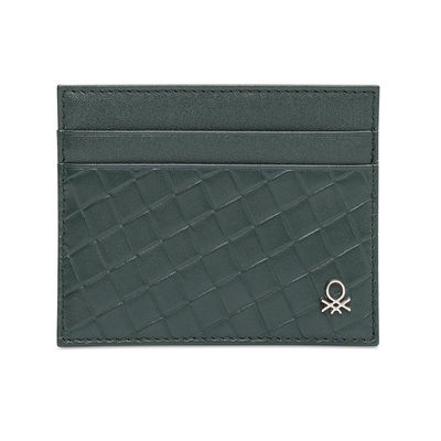 Men's Textured Genuine Leather Card Holder | Forest Green - One Size