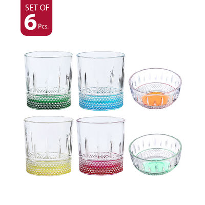OSLO COLORED Glass and Bowl PARTY SET | 4 pcs 330 ml + 2 pcs 300 ml