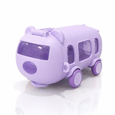 Kids Bus Shaped Water Bottle with Shoulder Strap | Purple - 550 ml
