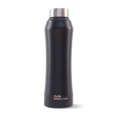 The Better Home Stainless Steel 1 Litre Water Bottle For Home-Black Matte