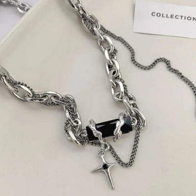 Rugged Modern Pendant with Chain for Men and Boys| Anti-Tarnish | Silver and Black