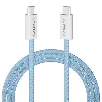 Type C to Type C Cable 65W Braided, PD Fast Charging, Data Sync, 1.5 Meter Tangle Free Wire, Compatible with all C-Type Enabled Devices - Blue