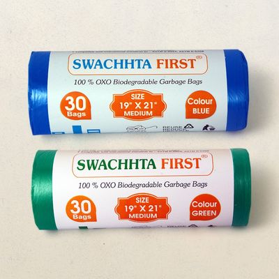 Swachhta First Garbage Bags - Oxo Bio Degradable Medium ,Green (19 x 21 Inches)(30pc) & Swachhta First Garbage Bags - Oxo Bio Degradable Medium, Blue (19 x 21 Inches)(30pc) Combo