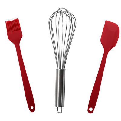 Silicone 3 Pc Combo (Whisk+Oil Brush+Spatula) - Assorted