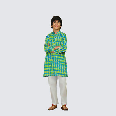 Boy's Geometric Printed Kurta Pajama Set | LTL-KST-103 | Multicolour | 2-3 Yrs