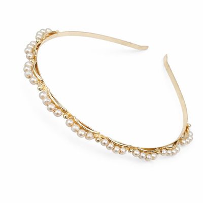 Hair Accessories | Wavy Pearl Tiara Thin Headband