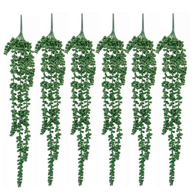 6 Pcs Artificial Succulents Hanging Plants String of Pearls Plant Leaves | 93 Cm Long