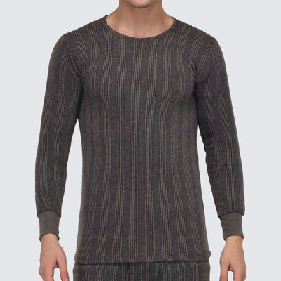 Men's Round Neck Full Sleeves Thermal Top | 7001 | Dark Grey - 85