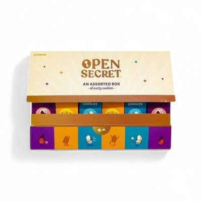 Open Secret Gift Box Dryfruit Chocolate Nutty Cookies With Almonds Cashew & Peanuts