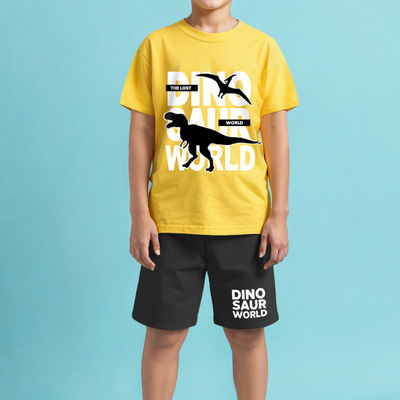 Boys' Topwear Printed Clothing Set | TRM-TSH-162 | Yellow, Black | 3-4 Years