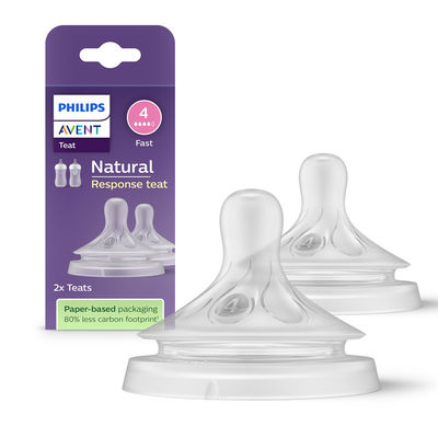 Philips Avent Natural Response Bottle Teat | Flow 4 | 3m+ | Pack of 2 | SCY964/02