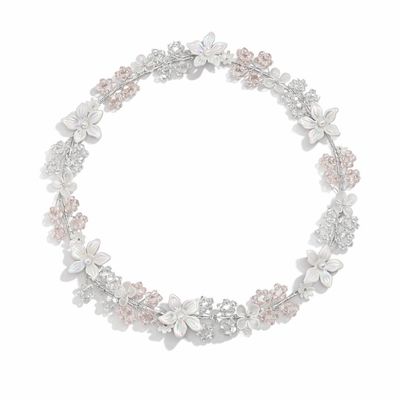 Hair Accessories | Diamante and Flower Tiara for Girls - Silver