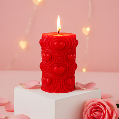 Scented 3D Valentine's Day Heart Shaped Pillar Candle | Prosperro Lumo