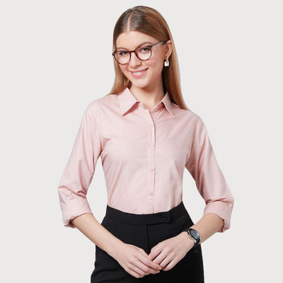 Women Nude-Coloured Smart Formal Shirt-S