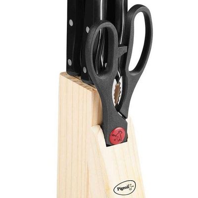 Pigeon Wooden Block Kitchen Knife - 6 pc