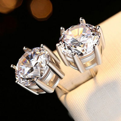 Silver Plated Ad Studded Circular Stud Earrings