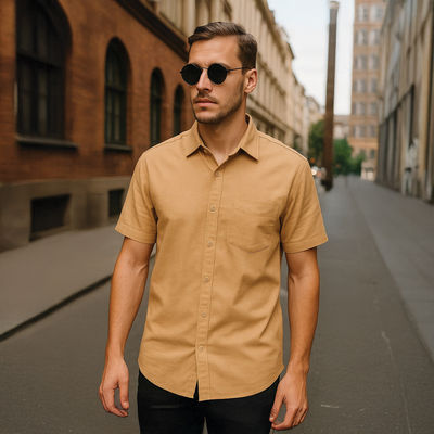 Men's Classic Handloom Khadi Shirt | Brownie Brown - M