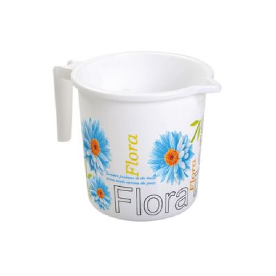 Nayasa Plastic Boon Printed 1.5 Litre Durable & Unbreakable Bath Mug | White & Blue