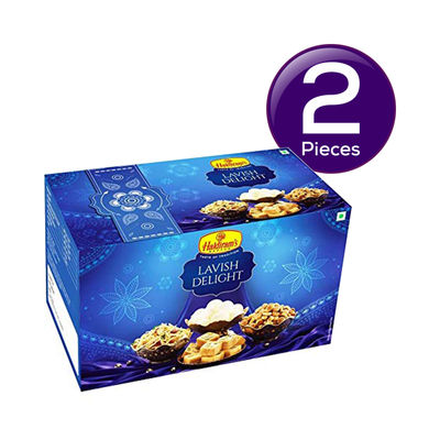 Haldiram Nagpur Lavish Delight Gift Pack (Rasgulla, Soan Papdi, Mini Bhakarwadi, Panchratan Mix) 1150 g Combo