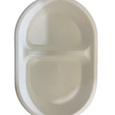 Bagasse Tray | 2 Compartment | Ideal for Starters Dips and Snacks | Vinay Trading