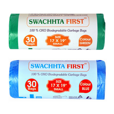 Swachhta First Garbage Bags - Oxo Bio Degradable Small , Green & Blue combo(17 x 19 Inches)