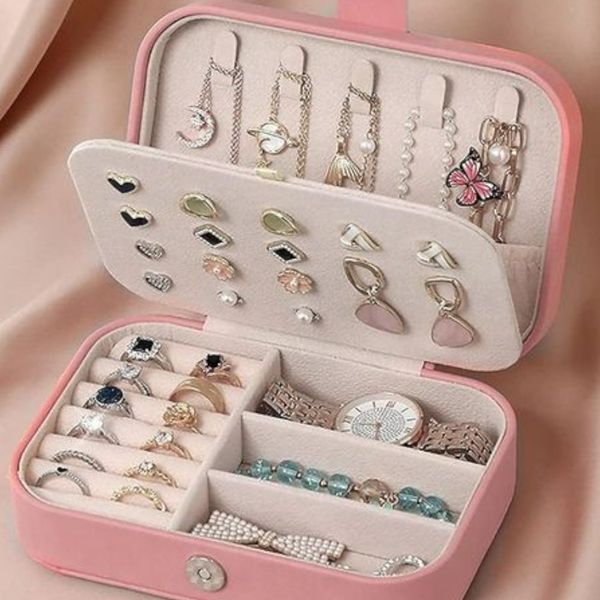 YouBella Jewellery Organiser PU Leather Zipper Portable Storage Box Case Style 2 Pink Buy online at 600 near me