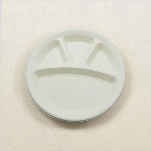 Disposable Bagasse Paper Plates 11.5 inches 4 compartment 10 piece Buy online at 96 near me
