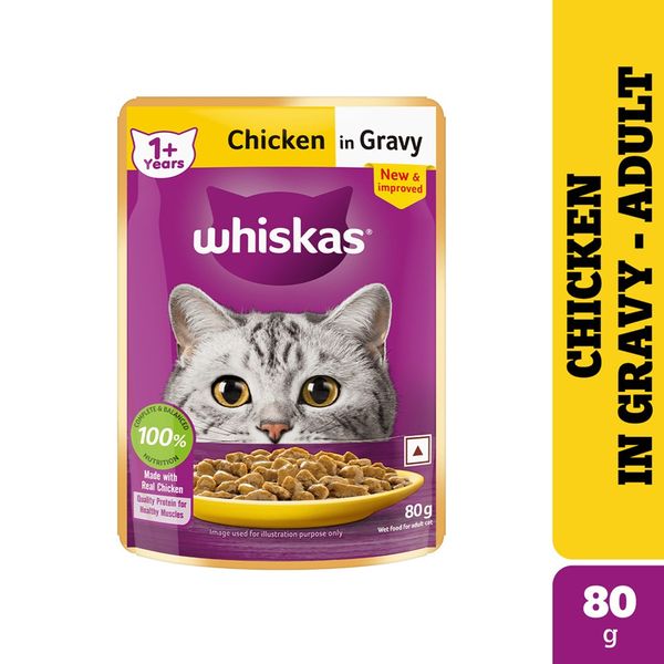 Whiskas Kitten 2 12 Months Wet Cat Food Chicken in GravyWhiskas Adult 1 Years Wet Cat Food Chicken in Gravy 80g Buy online at 50 near me