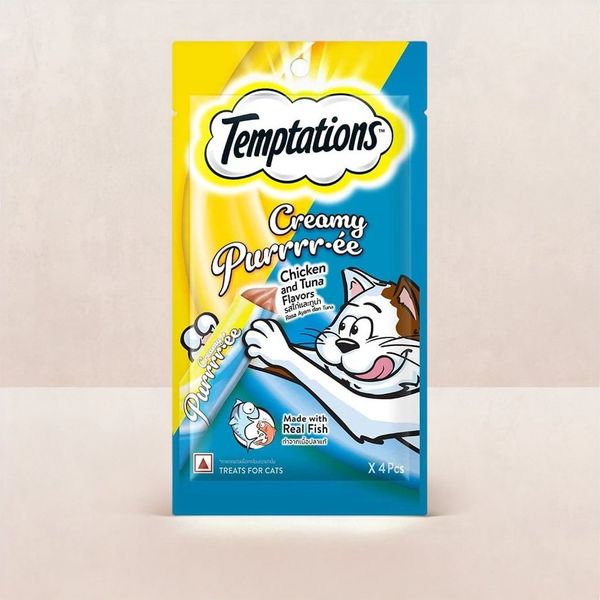 Temptations Creamy Purrrr ee Cat Treats Chicken Tuna Flavors 4 pieces Buy online at 114 near me