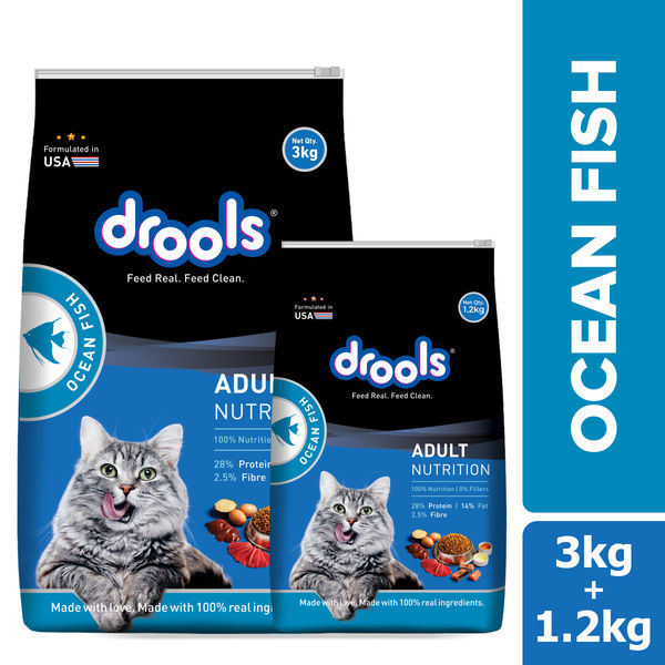 Drools Adult Complete Pet Nutrition Dry Cat Food Ocean Fish 4.2kg 3kg 1.2kg Free Buy online at 979 near me