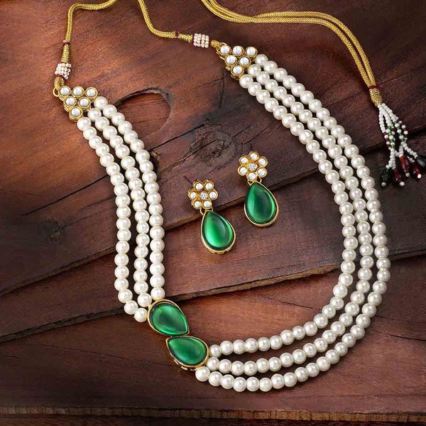 Peora Pearl Mala Necklace with Earrings for Women Traditional Ethnic Jewellery Set Buy online at 704 near me