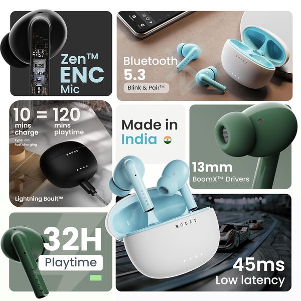 Boult W20 with Zen ENC Mic 35H Battery Life 5.3v Bluetooth Headset Space Black True Wireless Buy online at 979 near me