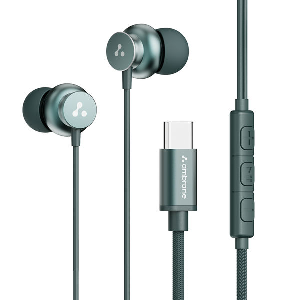 Ambrane Type C Wired Earphones With In Line Mic 10Mm Drivers Control Buttons Stringz 38C Green Buy online at 399 near me