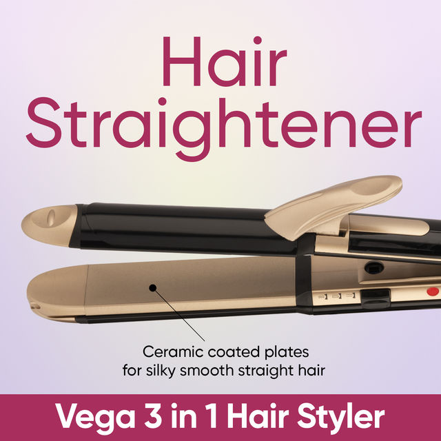 Buy Vega Vhscc 01 Hair Straightener 3 in 1 Hair Styler 1 piece at 1249 Instant Online Delivery Zepto