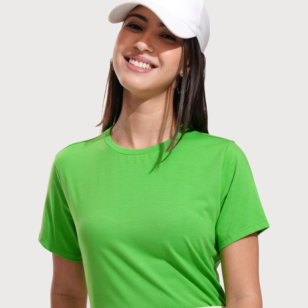 Tokyo Talkies Women's Solid Crew Neck Short Sleeve T-shirt - Buy