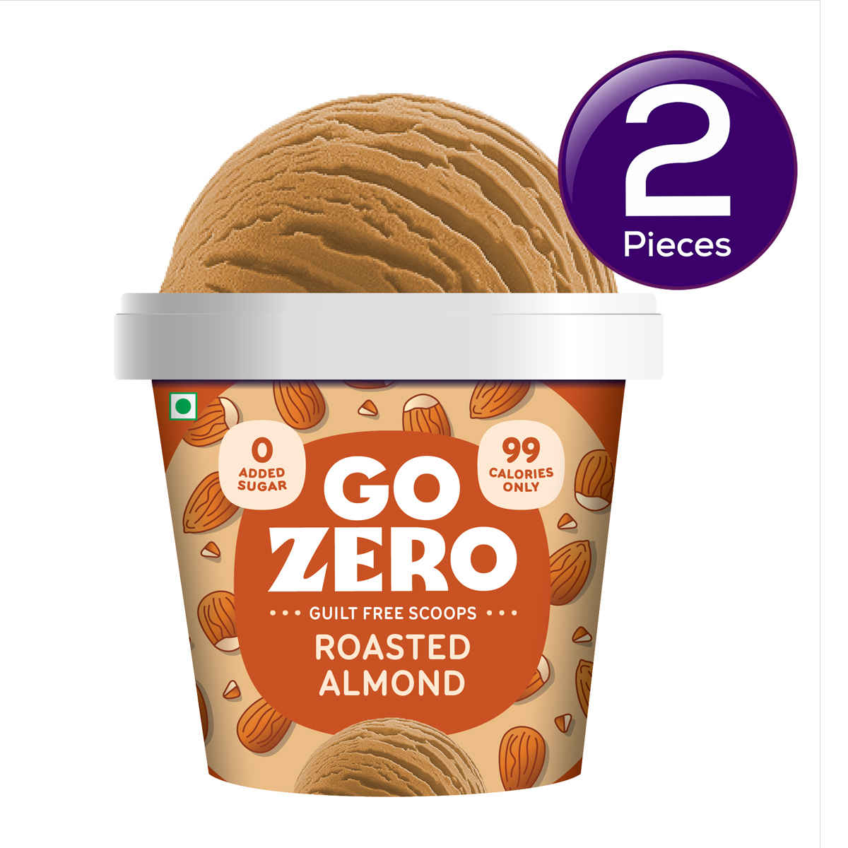 Go Zero Roasted Almond Low Calorie Guilt Free Icecream Cup Combo
