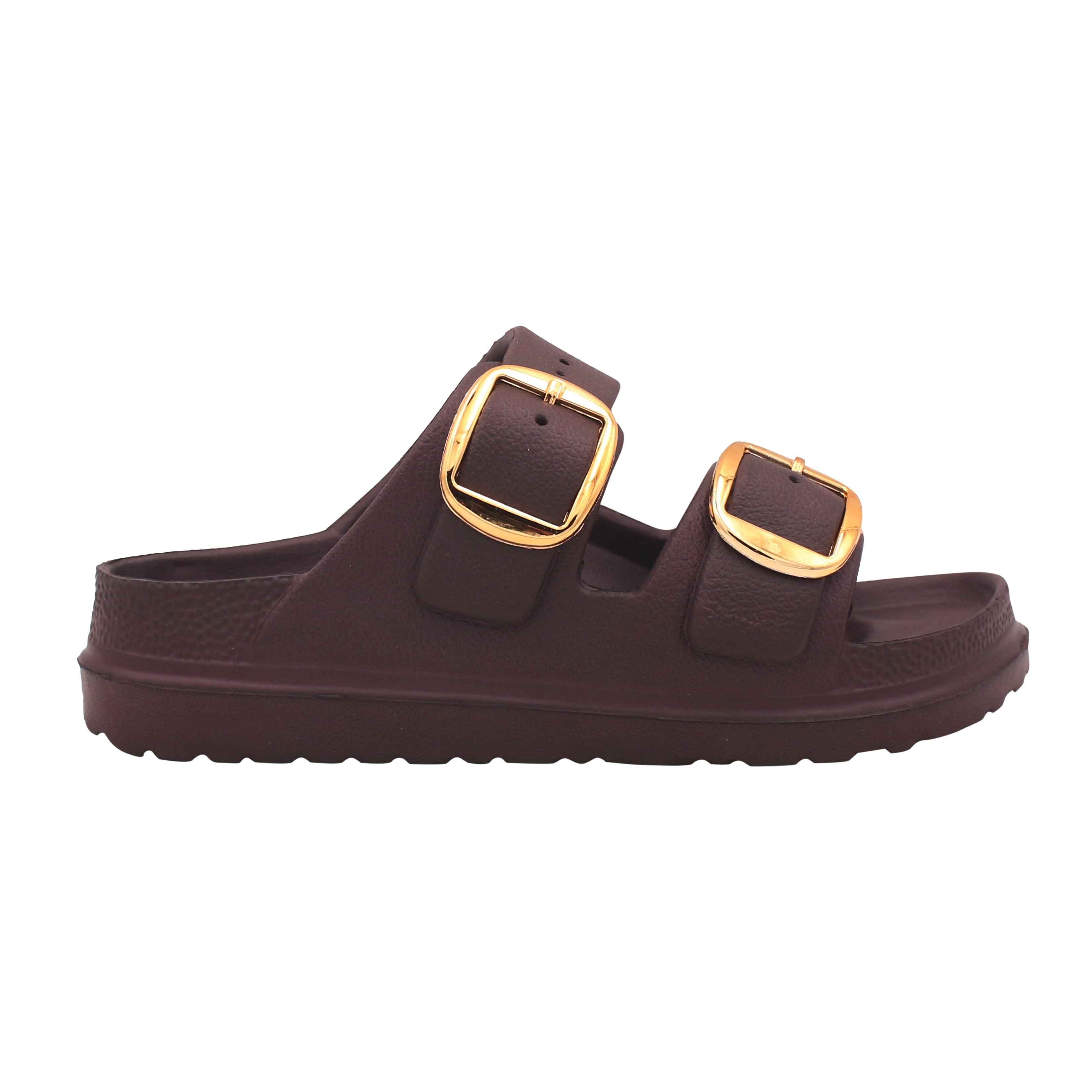 Bonkerz Ladies Double Strap Slippers SWL-3121 Brown - UK 8 - Buy