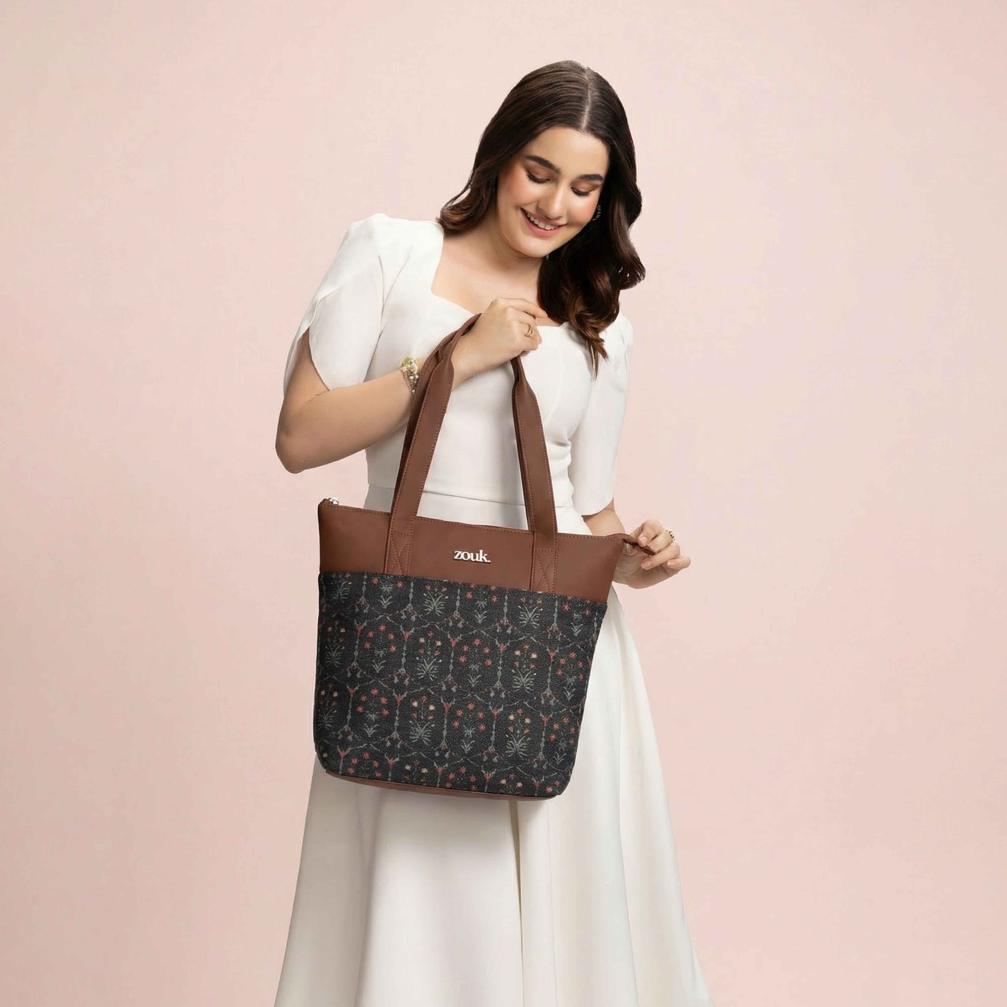 Zouk Women's Vegan Leather 15.5 L Double Handle Tote Bag - Buy at