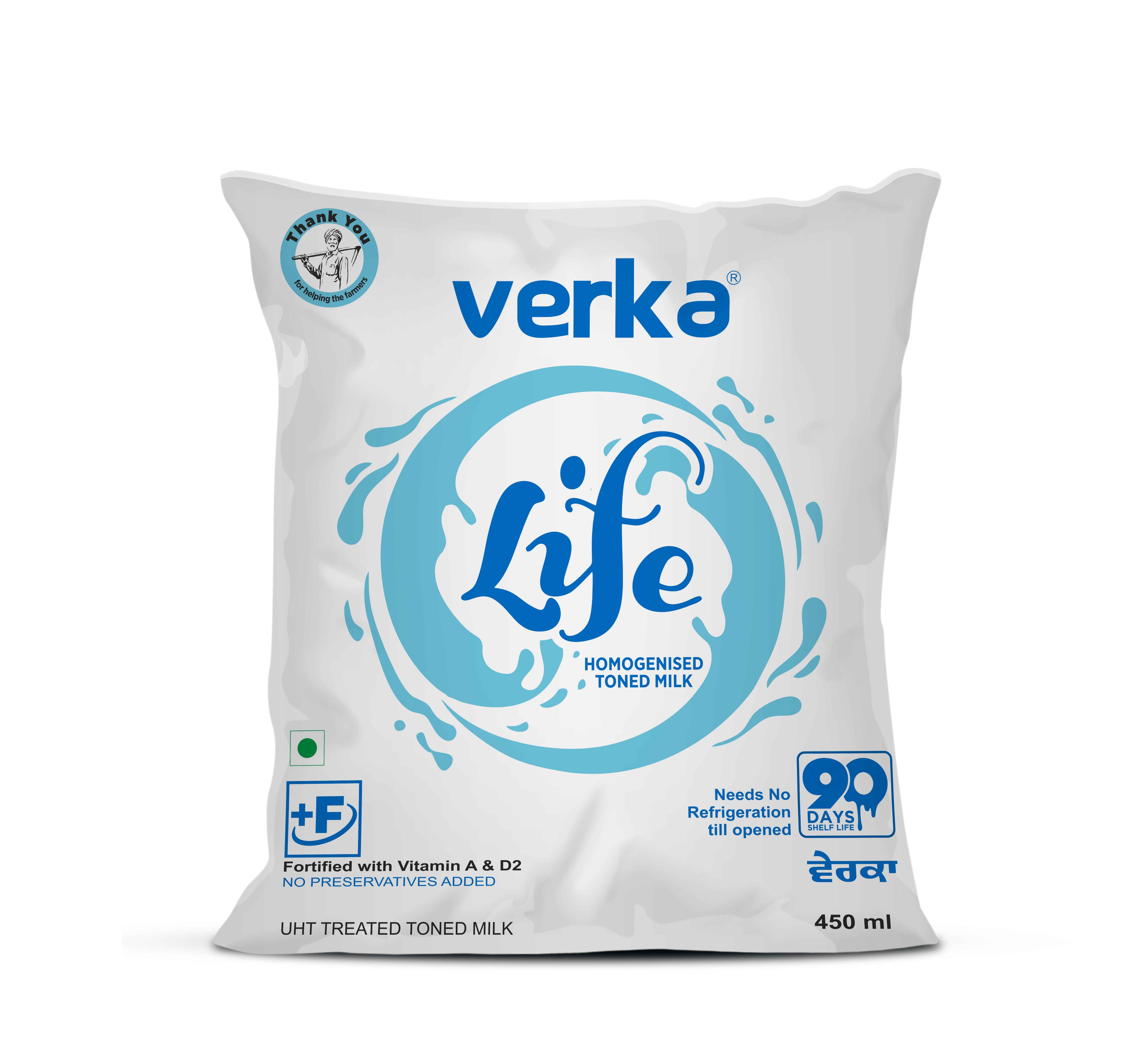 Verka life UHT Toned milk - Buy at ₹33 Online | Instant Delivery