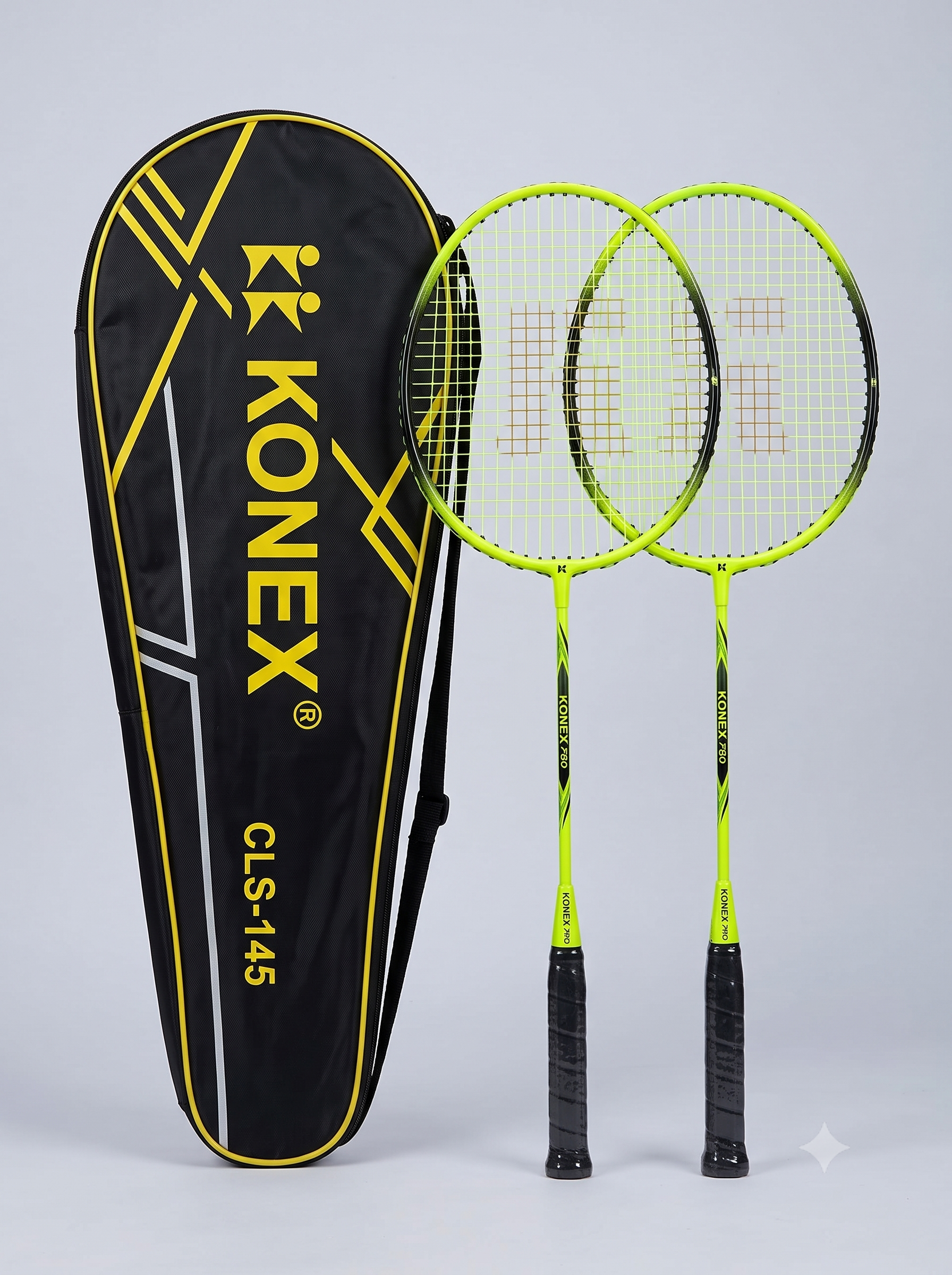 Konex Aluminium Badminton Racket Set- 145 ( 2 Rackets + 1 Full