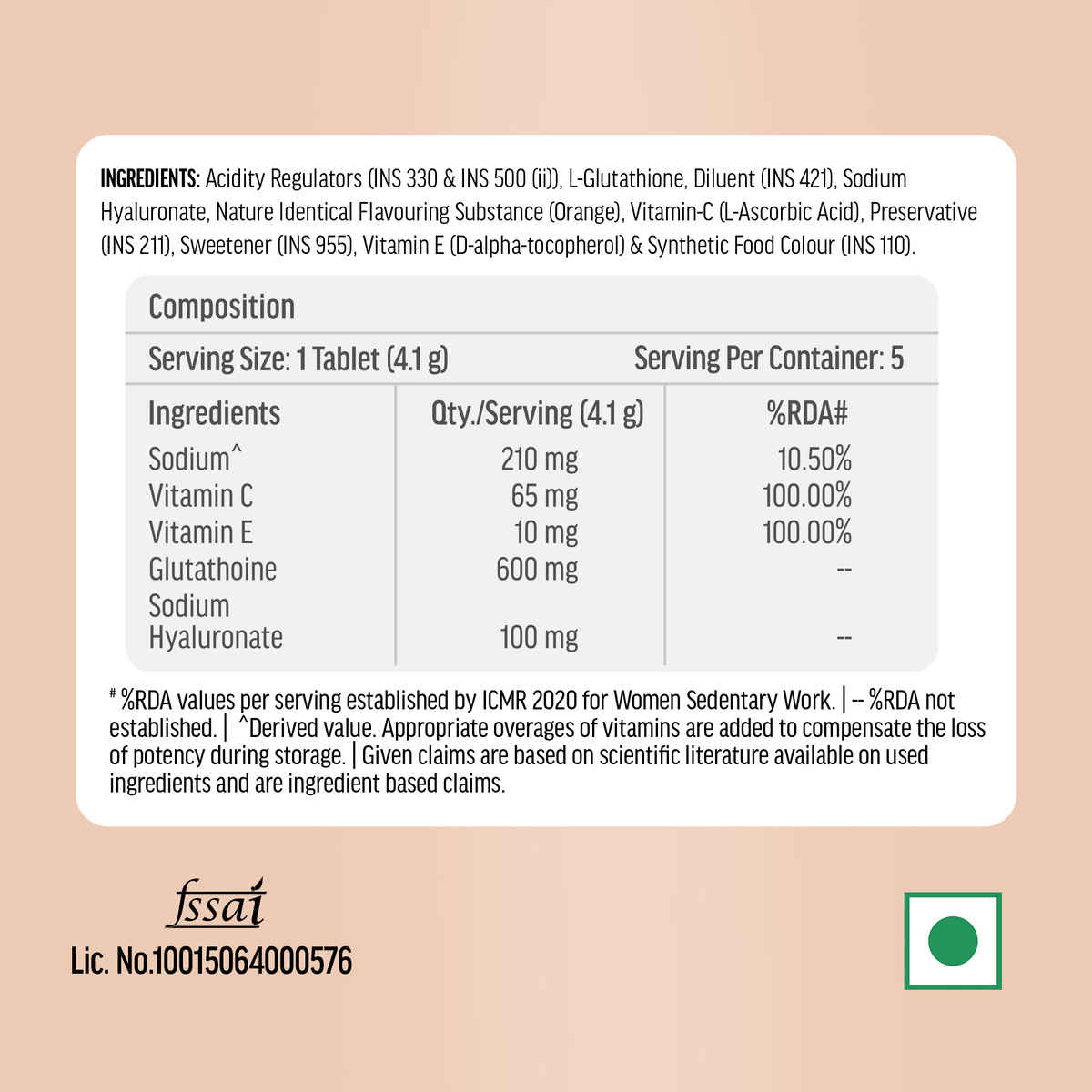 glutathione rda value hk vitals Orange 5 Effervescent Tablet - Buy at ₹275 Online | Instant Delivery Size:30 Pack glutawhtiecream Buy Glutathione (GSH) 50ml