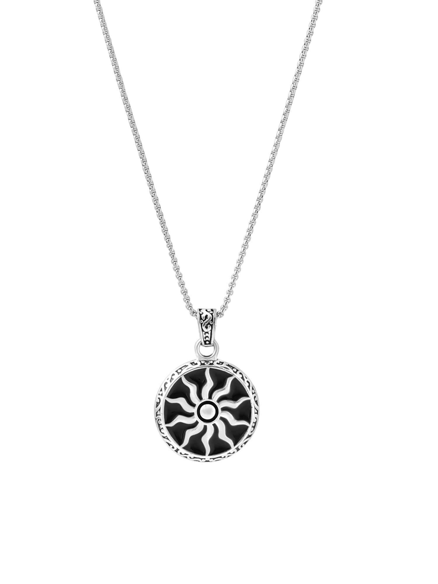 Yellow Chimes Black Sun Sign Pendant Necklace for Men - Buy at