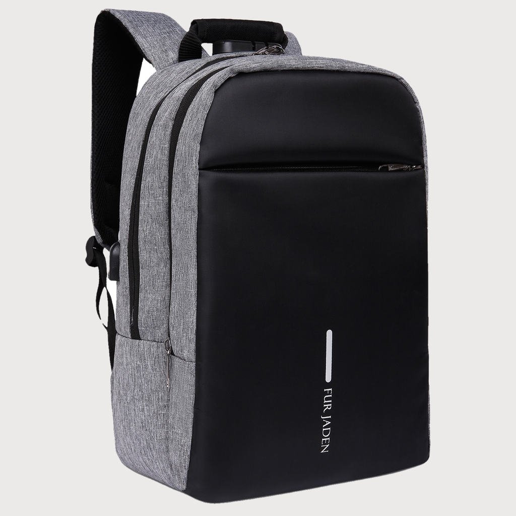 Fur Jaden 24 L Grey Anti-Theft Backpack with USB Port and Number
