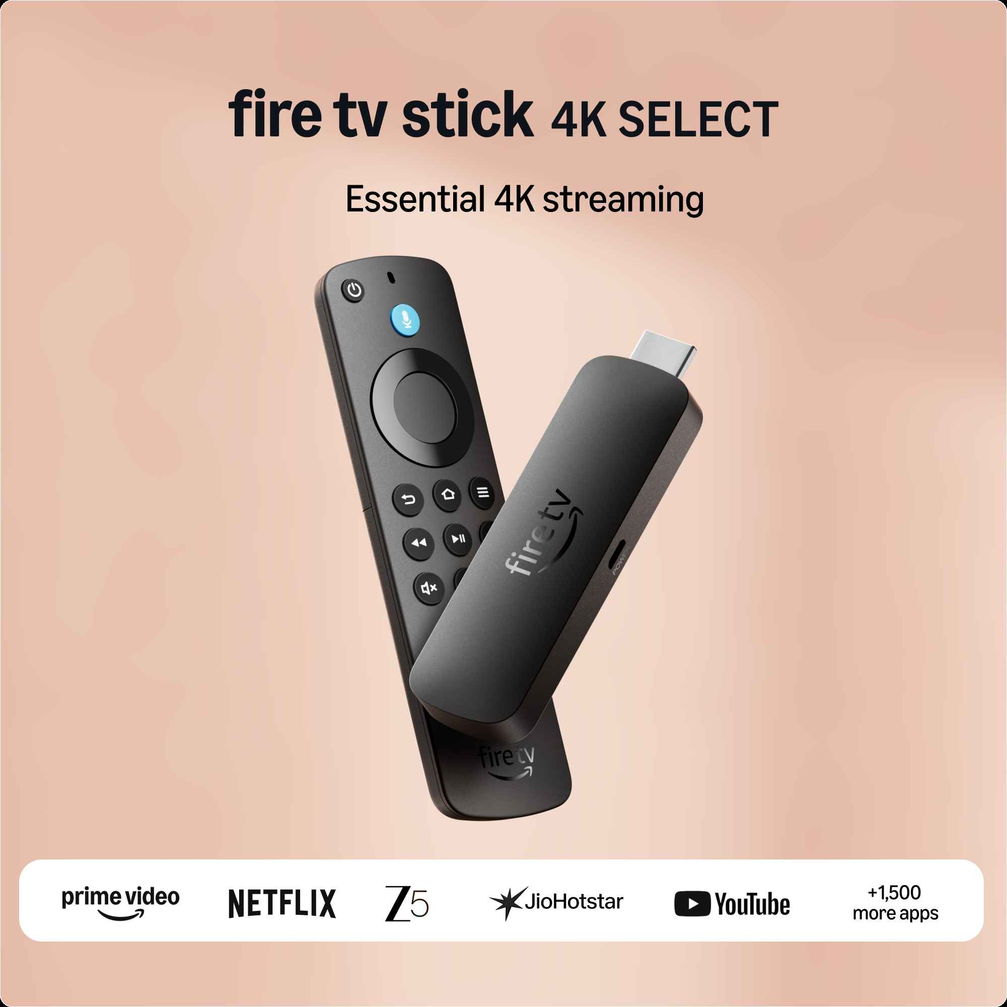 Fire TV Stick 4K Select, 4K Streaming, Smart Voice Search with