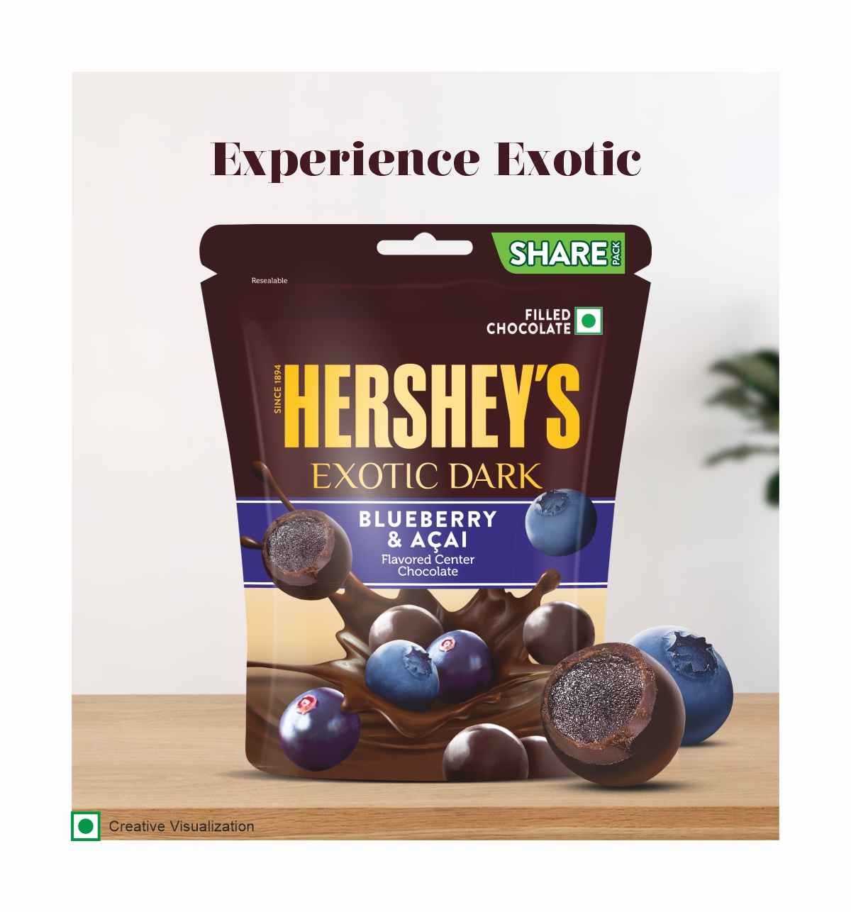 新品 HERSHEY'S EXOTIC DARK アサイー＆ブルーベリー 3 Hershey's Exotic Dark Blueberry And Acai Chocolate Share Bag Combo