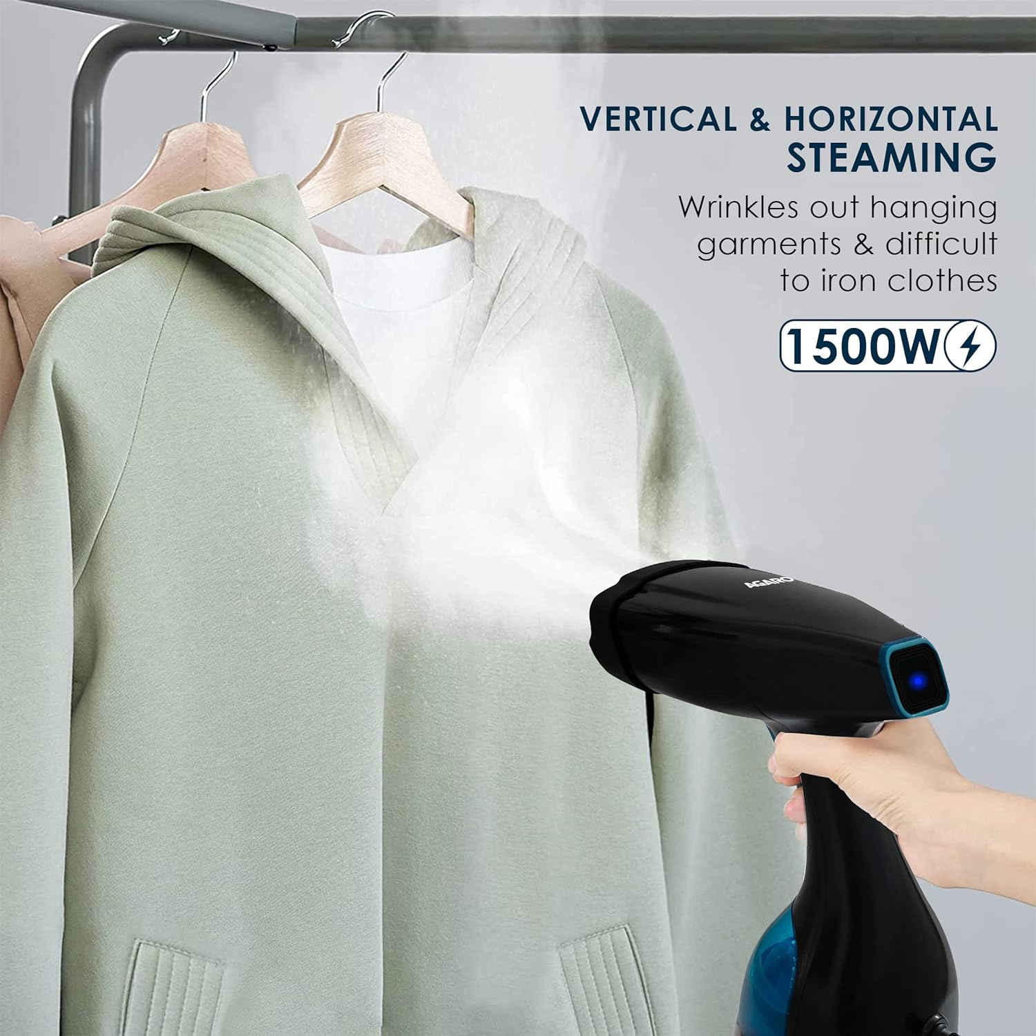 Agaro Signify Handheld Garment Steamer, 1500W, Wrinkle Remover