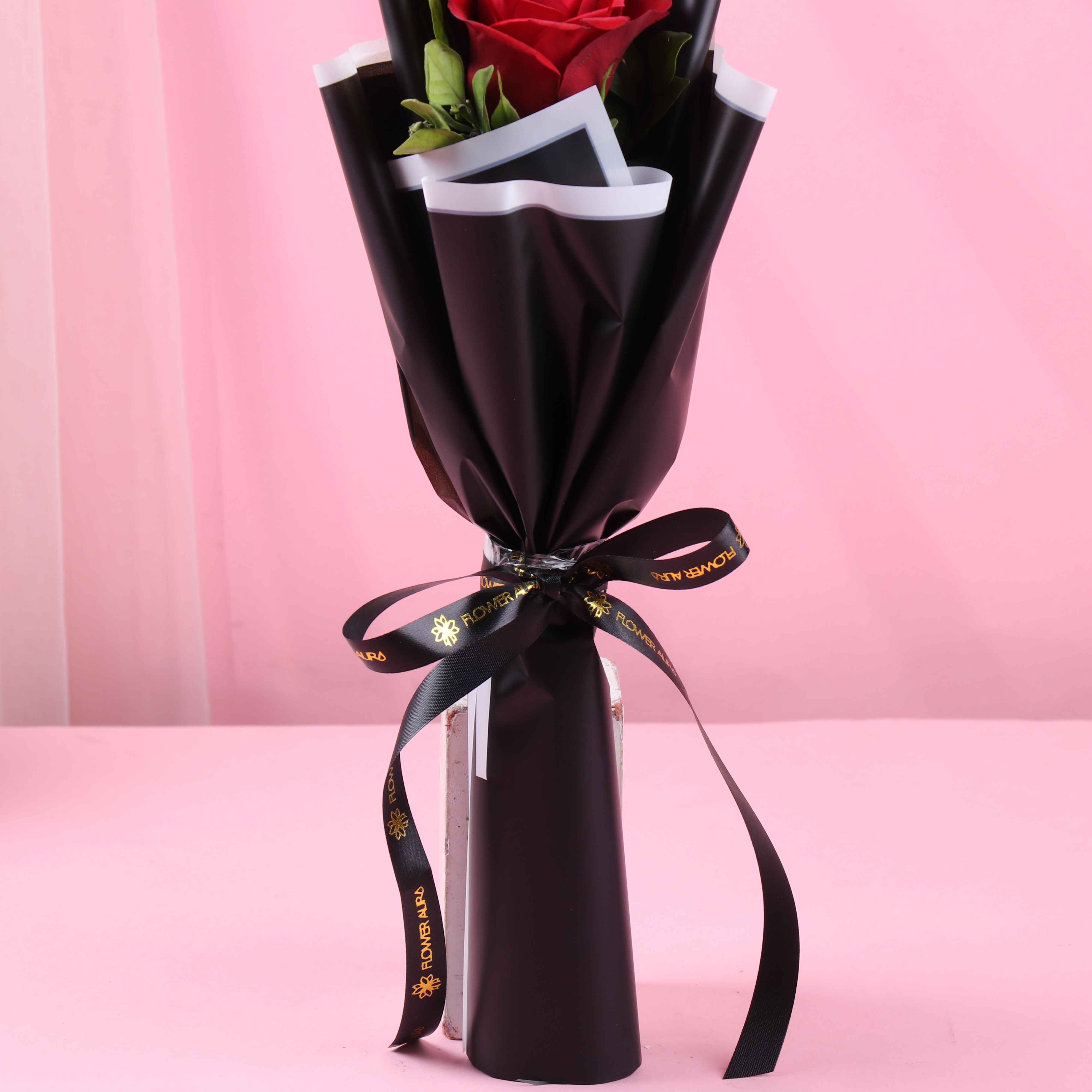 FlowerAura Single Red Rose in Black Premium Paper - Buy at ₹84