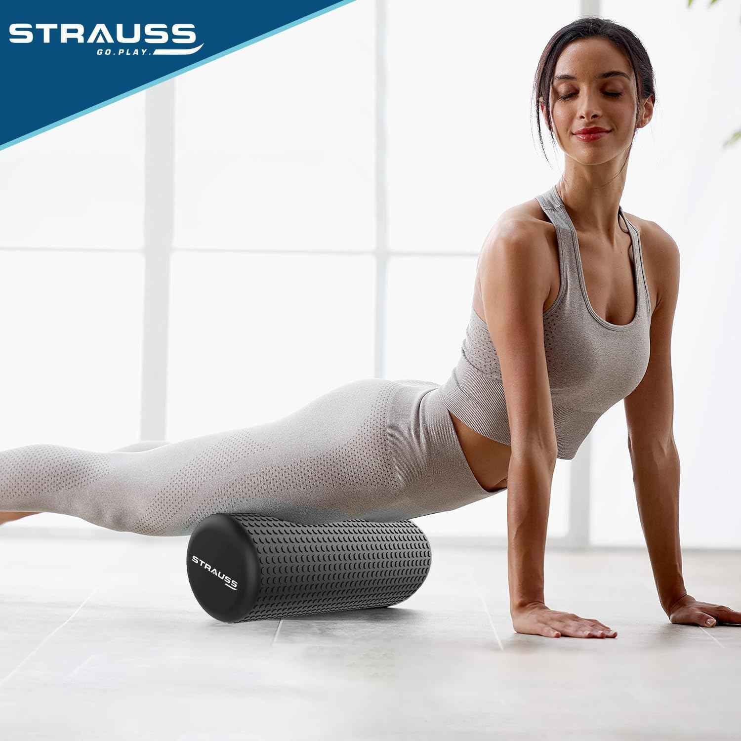 Strauss Yoga Foam Roller, 45 cm, (Black) - Buy at ₹760 Online